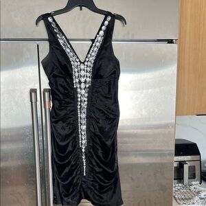 Chic Black Dress with Silver Detailing